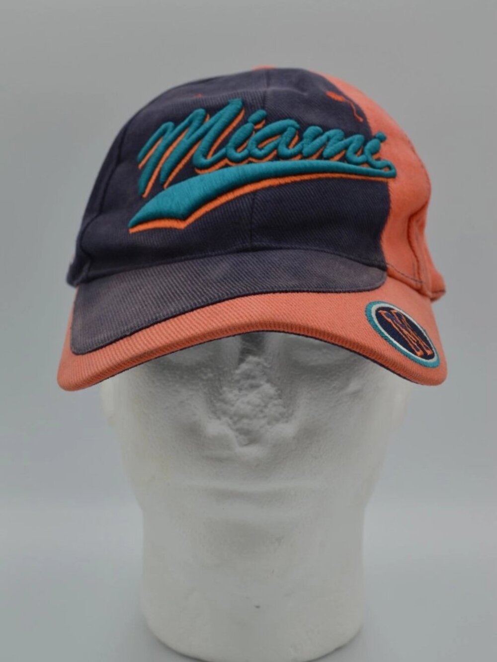 Vintage New Era Mens Orange Blue Twill Miami Heat Baseball Cap Outdoor OS